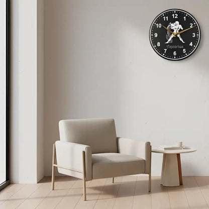 Slate clock with Aquarius zodiac sign design on a grid background