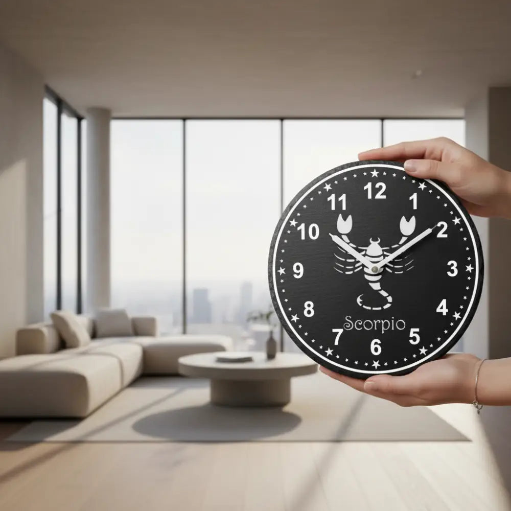Slate clock with Scorpio zodiac symbol and numbers