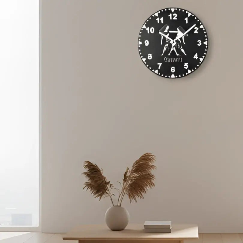 Slate clock face with Gemini zodiac sign design