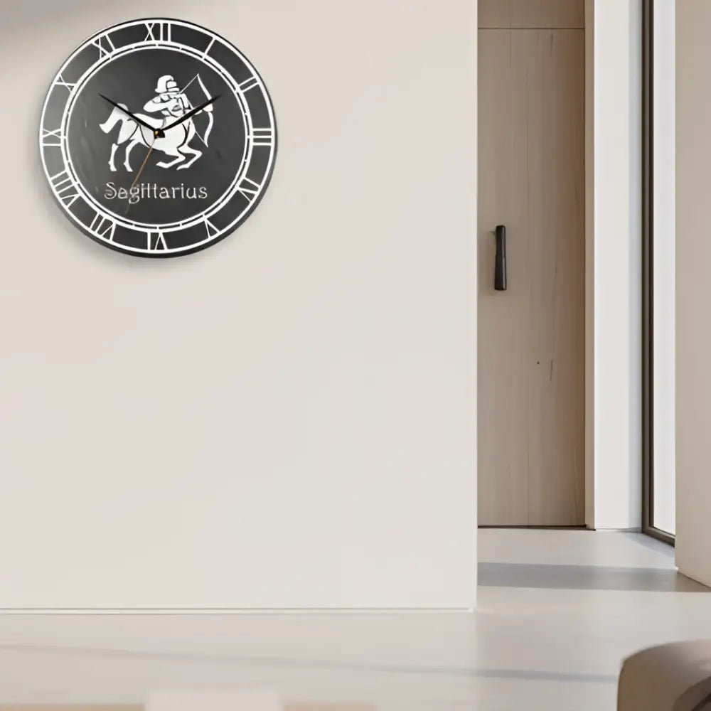 Sagittarius zodiac sign with Roman numeral border on a Slate background