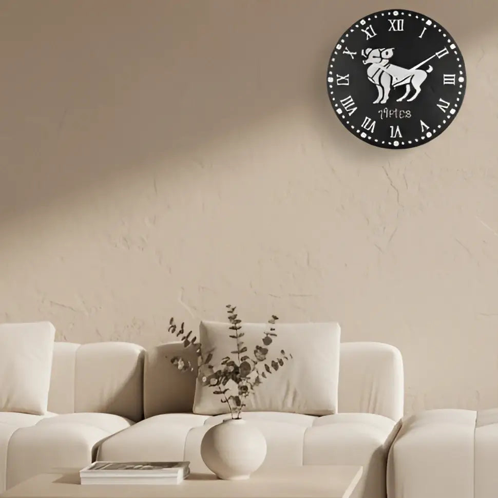 Aries zodiac sign with Roman numerals on a dark slate background