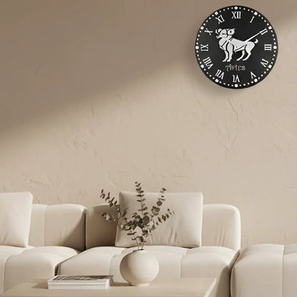 Aries zodiac sign with Roman numerals on a dark slate background